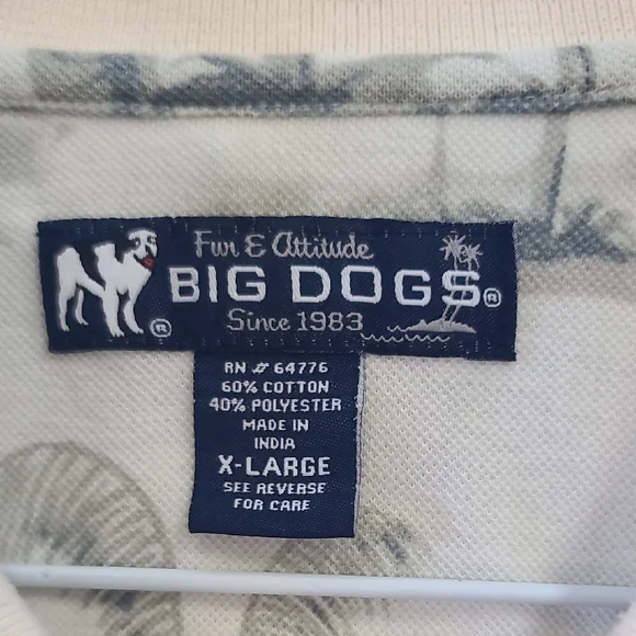 Big Dogs Golfer Print Polo Shirt - Cream - Picture 2 of 8